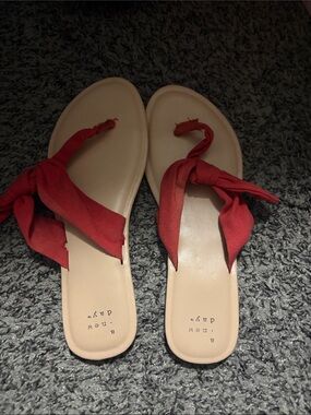 a new day Red Knot-Accent Slide Sandals with Neutral Footbed